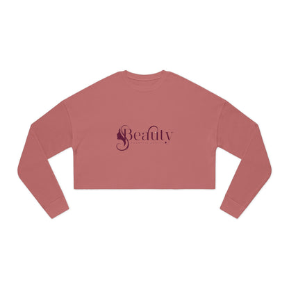 Beauty Script Cropped Sweatshirt — Women's Stylish Rose Crop Pullover