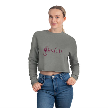 Beauty Script Cropped Sweatshirt — Women's Stylish Rose Crop Pullover