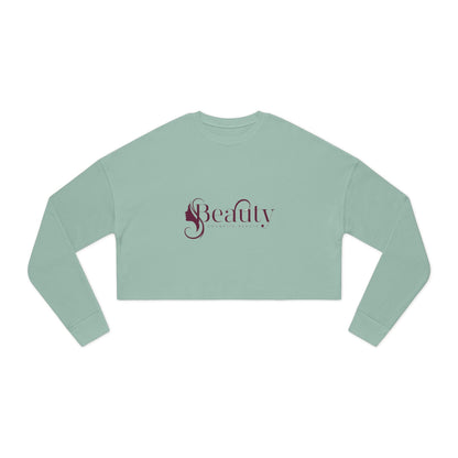 Beauty Script Cropped Sweatshirt — Women's Stylish Rose Crop Pullover