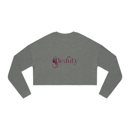 Beauty Script Cropped Sweatshirt — Women's Stylish Rose Crop Pullover