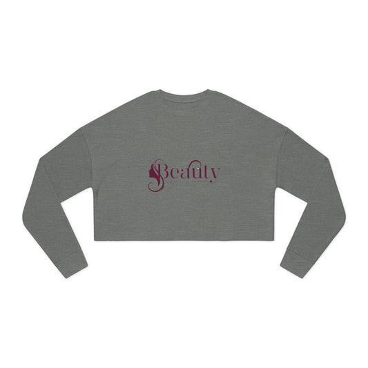Beauty Script Cropped Sweatshirt — Women's Stylish Rose Crop Pullover