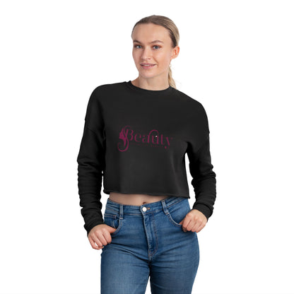 Beauty Script Cropped Sweatshirt — Women's Stylish Rose Crop Pullover