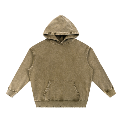 Snow Wash Hand-Frayed Heavyweight  Hoodie