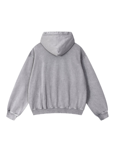 Snow Wash Hand-Frayed Heavyweight  Hoodie